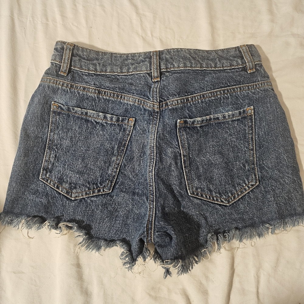 Garage Blue Jean Shorts with Frayed Hem